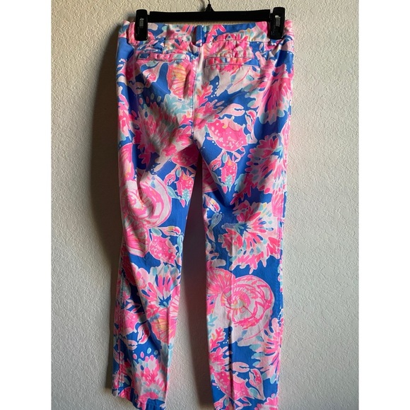 Lilly Pulitzer Sadie Bennet Blue Day Dreamin Crop Chino Stretch Tropical Pants00 - Picture 3 of 13